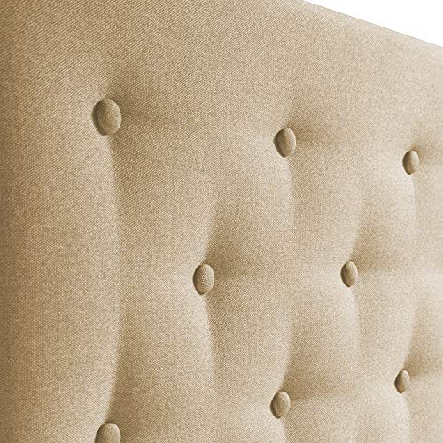 marckonfort Cabecero tapizado Oslo 150X100, capitone en Tela Beige Tostado, Grosor de 8 cm