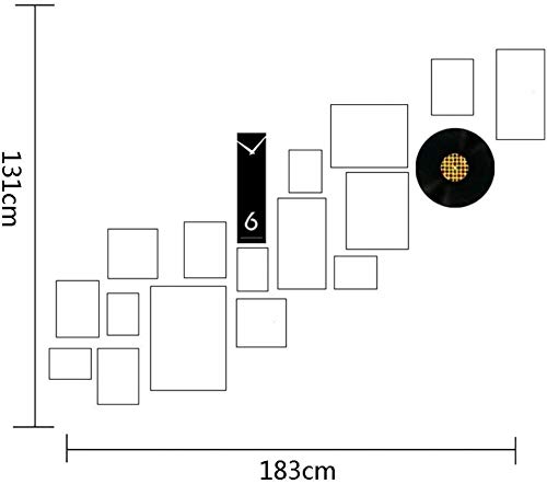 Marcos De Fotos Múltiples imágenes de fotos Marcos de pared Conjunto de escalera de la sala dedicada con Galería de fotos reloj de pared decorativo de la pared Impresiones y HangingTemplate, 2 colores