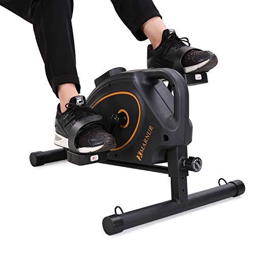 MARNUR - Mini Bicicleta Estática Pedales Estaticos Pedaleador Máquinas para Entrenamiento de Brazos y Piernas LCD Pantalla y Resistencia Ajustable