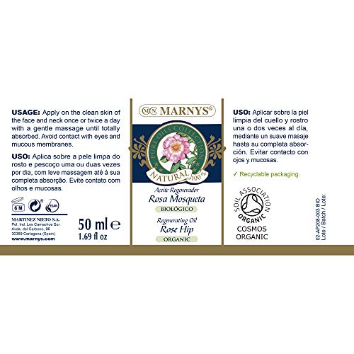 MARNYS Aceite Regenerador Rosa Mosqueta 100% Vegetal Spray 50ml
