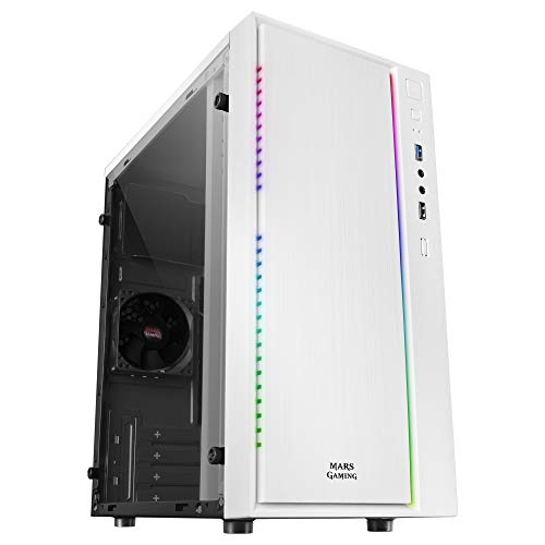 Mars Gaming MCMW, Caja PC MicroATX Compacta, 16Modos ARGB, Ventilador 8cm, Blanco