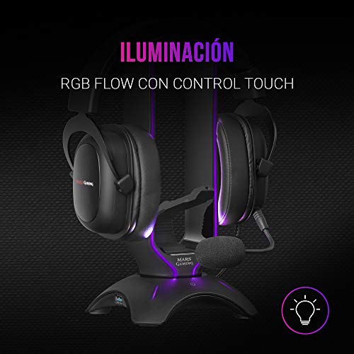 Mars Gaming MHHPRO, Soporte Cascos Gaming con HUB 2xUSB y Bungee Ratón, Negro Mars Gaming MHHPRO, Soporte Cascos Gaming con HUB 2xUSB y Bungee Ratón, Negro