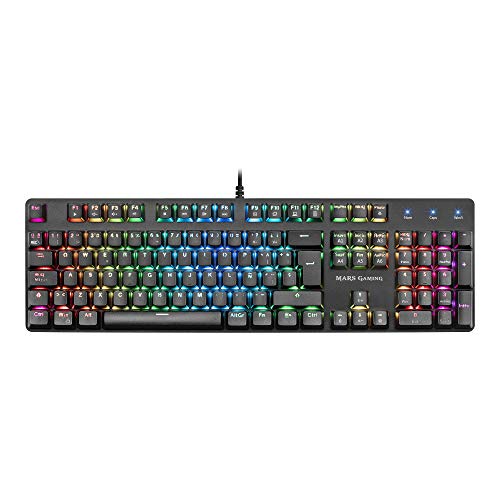 Mars Gaming MK5, teclado mecánico switch azul, RGB 16.8, software, reposamuñecas