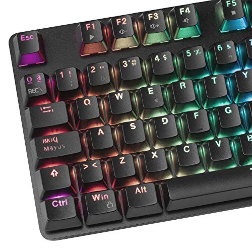 Mars Gaming MK5, teclado mecánico switch azul, RGB 16.8, software, reposamuñecas