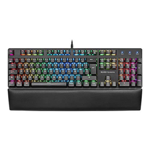 Mars Gaming MK5, teclado mecánico switch azul, RGB 16.8, software, reposamuñecas Mars Gaming MK5, teclado mecánico switch azul, RGB 16.8, software, reposamuñecas