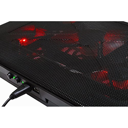 Mars Gaming MNBC2, Base PC, 5 Ventiladores, LED Roja, 2 x USB 2.0, 17.35", Negro