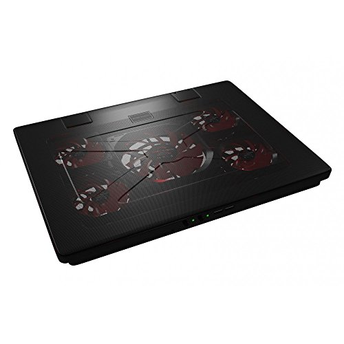 Mars Gaming MNBC2, Base PC, 5 Ventiladores, LED Roja, 2 x USB 2.0, 17.35", Negro