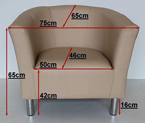 MARTHOME Sillón Club Trio, sillón tapizado, puf, Taburete, sillón de cóctel, sillón de Piel sintética salón, Oficina, Dormitorio, Sala de Espera (Blanco)