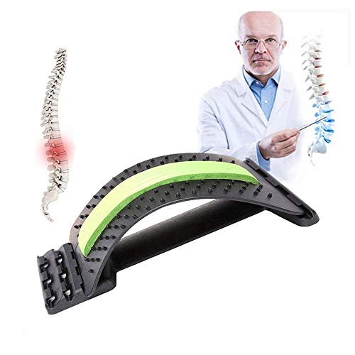 Masajeador Lumbar de Espalda Soporte Lumbar para Aliviar el Dolor y Lesiones Corrector de Postura Soporte para Estiramiento de La Columna Vertebral, Dispositivo de estiramiento trasero (Verde)