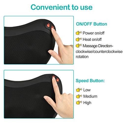 Masajeador Shiatsu Almohada de Masaje - 8 Nodos, Control de Velocidad y Función de Calentamiento para Cuello, Hombro, Brazo, Espalda, Cintura, Pierna Cojín Masajeador Masajeador Shiatsu Almohada de Masaje - 8 Nodos, Control de Velocidad y Función de Calentamiento para Cuello, Hombro, Brazo, Espalda, Cintura, Pierna Cojín Masajeador