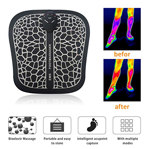 Masajeadores eléctricos para pies - Pulsos de Baja Frecuencia Estimulación Muscular Eléctrica, Cojín de Masaje de Pies Fisioterapia Inteligente para Mejorar la Circulación Sanguínea