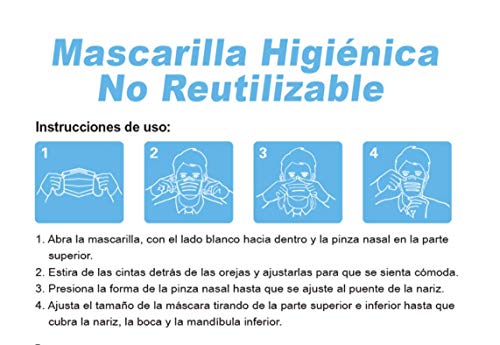 Mascarilla higiénica NO REUTILIZABLE 100 Unidades