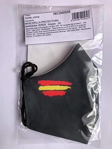 Mascarilla verde protectora homologada bandera de España 3 capas