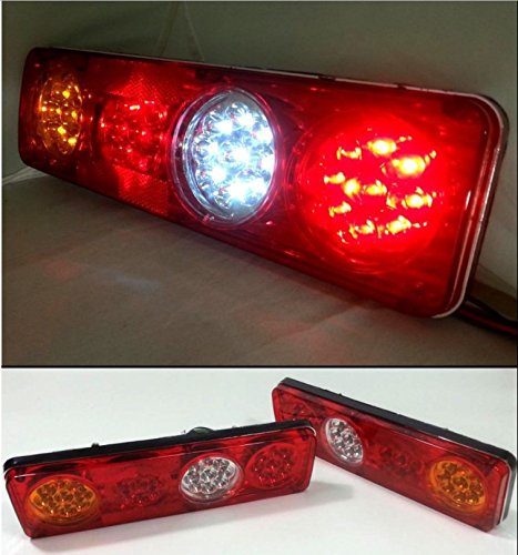 MASO Juego de 2 reflectores LED para parachoques trasero, incluyen luz roja de freno, luces antiniebla y de marcha atrás, para Volkswagen Transporter T5 (2005-2012)
