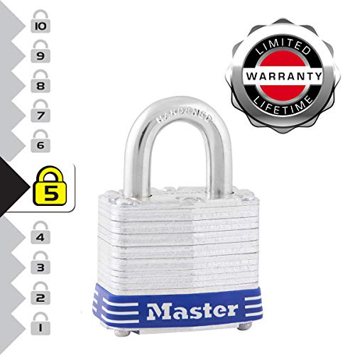 Master Lock 3EURD Candado de Acero Laminado a Llave, Plateado, 5,9 x 4 x 2,1 cm