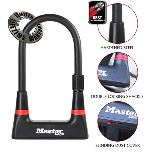 MASTER LOCK 8279EURDPRO Candado U, Llave, Soporte de Transporte, Antirrobo Certificado, Electrica, Bicicleta Montaña, Unisex-Adult, Negro-Negro, Large MASTER LOCK 8279EURDPRO Candado U, Llave, Soporte de Transporte, Antirrobo Certificado, Electrica, Bicicleta Montaña, Unisex-Adult, Negro-Negro, Large