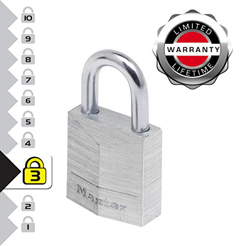 Master Lock 9130EURDCC Candado con Llave con cuerpo de aluminio macizo, Gris, 30 mm Master Lock 9130EURDCC Candado con Llave con cuerpo de aluminio macizo, Gris, 30 mm