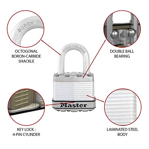 MASTER LOCK Candado Alta Seguridad [Llaves] [Acero Laminado] [Exterior] [Lote de 2] M1EURT - Ideal para Portales, Garages, Sótanos