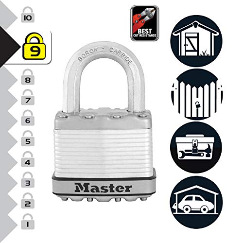 MASTER LOCK Candado Alta Seguridad [Llaves] [Acero Laminado] [Exterior] [Lote de 2] M5EURT - Ideal para Portales, Garages, Sótanos
