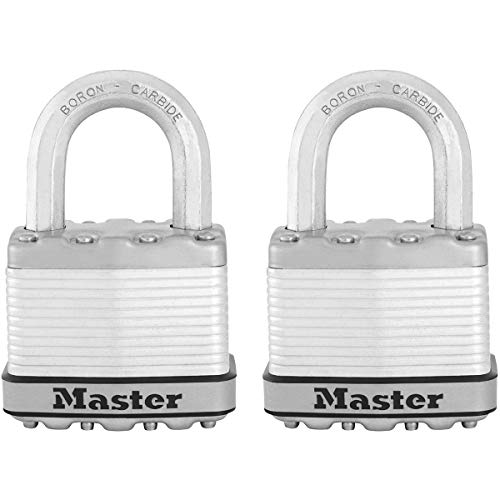 MASTER LOCK Candado Alta Seguridad [Llaves] [Acero Laminado] [Exterior] [Lote de 2] M5EURT - Ideal para Portales, Garages, Sótanos