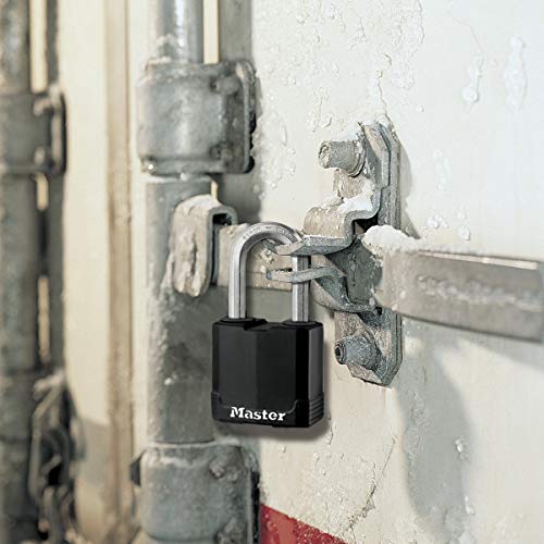 MASTER LOCK Candado Alta Seguridad [Llaves] [Acero Laminado y Antióxido] [Exterior] [Arco M] [Lote de 3] M115EURTRILF - Ideal para Portales, Garages, Sótanos