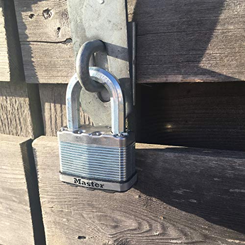 Master Lock M15EURDLFCC Candado Seguridad Llaves Acero Laminado Exterior, Arco Medium, Adecuado para Portales, Garages, Sótanos, 64 mm