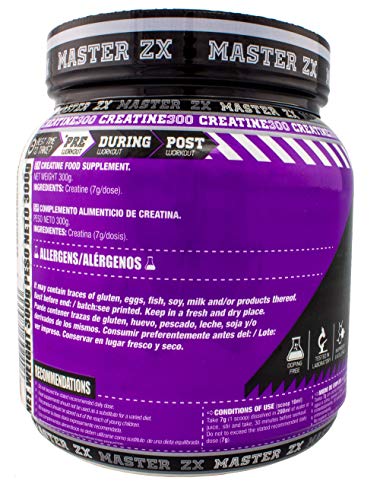 Master ZX | CREATINA - Creatina Monohidrato, mejora la resistencia y aumenta la masa muscular (300 Gramos) Master ZX | CREATINA - Creatina Monohidrato, mejora la resistencia y aumenta la masa muscular (300 Gramos)