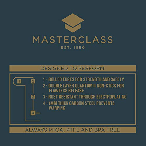 MasterClass Bandeja de Horno Antiadherente, Acero al Carbón sin BPA (Bisfenol) para Hornear y Asar a la Parrilla, 35 x 25 cm