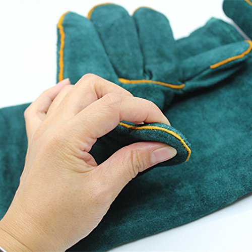 MASUNN Anti-Mordidas Seguridad Mordedura Guantes Ultra Largo Cuero Verde Mascotas Agarrar Morder Guantes De Protección para Captura Perro Gato Reptil Animal