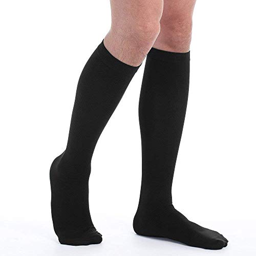 Matchwill [8 pares] Calcetines de compresión para medicina, lactancia, carrera y estado físico, edema, diabéticos, viajes y vuelo, embarazo [ Negro-Pequeño / Medio (UE Mujere 31-40.5 / Hombre 34-41) ]