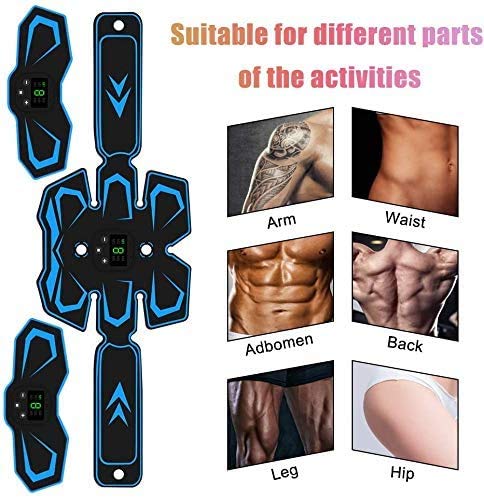 MATEHOM Electroestimulador Muscular Abdominales, Masajeador Eléctrico Cinturón con USB, Estimulación Muscular Masajeador Eléctrico Cinturón Abdomen/Brazo/Piernas/Glúteos