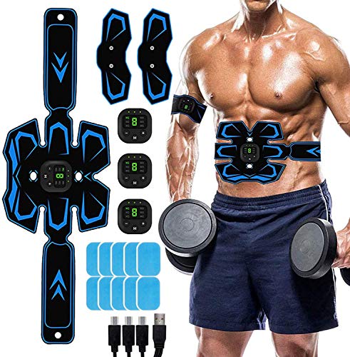 MATEHOM Electroestimulador Muscular Abdominales, Masajeador Eléctrico Cinturón con USB, Estimulación Muscular Masajeador Eléctrico Cinturón Abdomen/Brazo/Piernas/Glúteos