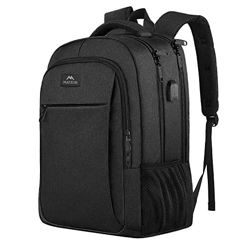 MATEIN Mochila Portatil Mochila Hombre Impermeable Mochila Ordenador Portatil 15.6 Pulgadas Mochila Portatil con Puerto USB Mochila Antirrobo del Negocio Trabajo Diario Viaje Escolares - Negro MATEIN Mochila Portatil Mochila Hombre Impermeable Mochila Ordenador Portatil 15.6 Pulgadas Mochila Portatil con Puerto USB Mochila Antirrobo del Negocio Trabajo Diario Viaje Escolares - Negro