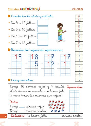 Matemáticas comprensivas. Cálculo 1 / Editorial GEU / 1º Primaria / Aprendizaje del cálculo / Recomendado como apoyo (Niños de 6 a 7 años)