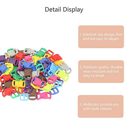 Matogle Cierre de Hebilla de Plástico 30mm Mini Hebillas de Colores para Manualidades Ajustables Hebillas para Mochilas Pequeños Collar de gatos Pulseras Manualidades Escolares 10 Colores 100pcs