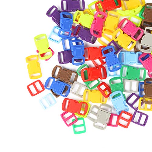 Matogle Cierre de Hebilla de Plástico 30mm Mini Hebillas de Colores para Manualidades Ajustables Hebillas para Mochilas Pequeños Collar de gatos Pulseras Manualidades Escolares 10 Colores 100pcs