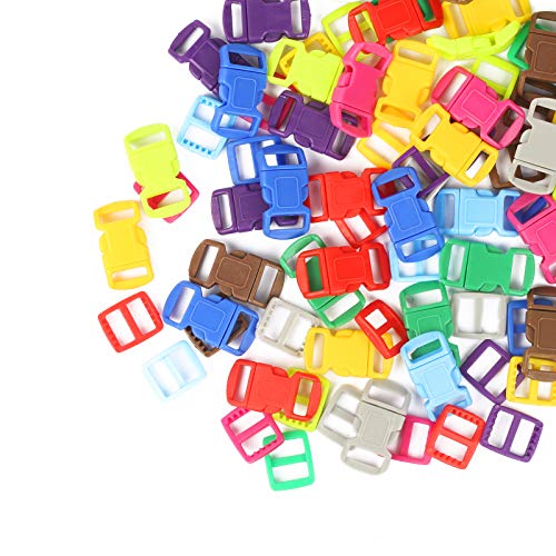 Matogle Cierre de Hebilla de Plástico 30mm Mini Hebillas de Colores para Manualidades Ajustables Hebillas para Mochilas Pequeños Collar de gatos Pulseras Manualidades Escolares 10 Colores 100pcs