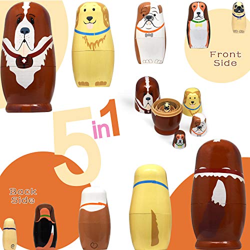Matrioska rusa para niños, 5 unidades, animales matrioska de madera, juguete a partir de 3 años, regalo (ángel)