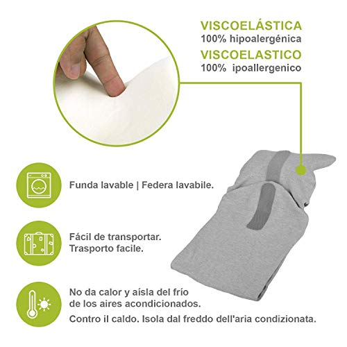 Maverick - Almohada de viaje de ALGODÓN. Cojín cervical viscoelástico y cómodo, ideal para el avión o el coche. Cojín reposacabezas de viaje para cuello y cervicales.Cuida de tu salud. Calidad PREMIUM