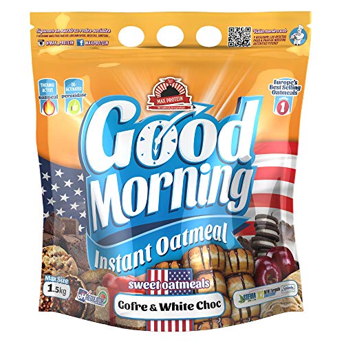 Max Protein - Good Morning Instant Oatmeal, Harina de avena, 1,5kg Gofre - White Choc (Pack 2 ud.)