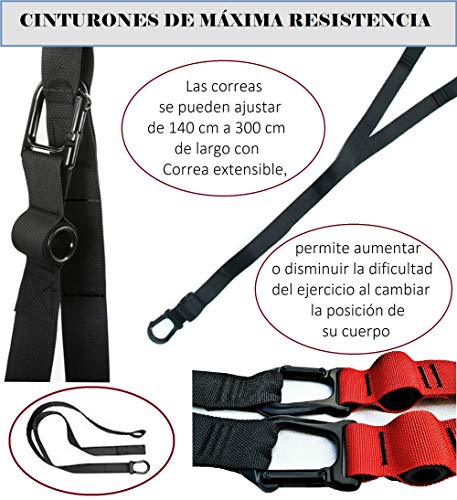 MAXBONA Trainer Kit de Entrenamiento en suspensión – Correas de Resistencia para Gimnasio/Fitness en Interiores y Aire Libre – Home Gym Ligero & Robusta