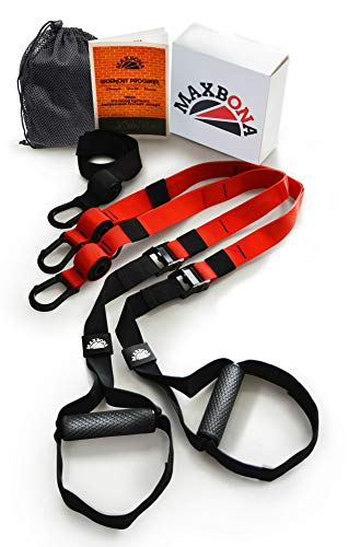 MAXBONA Trainer Kit de Entrenamiento en suspensión – Correas de Resistencia para Gimnasio/Fitness en Interiores y Aire Libre – Home Gym Ligero & Robusta