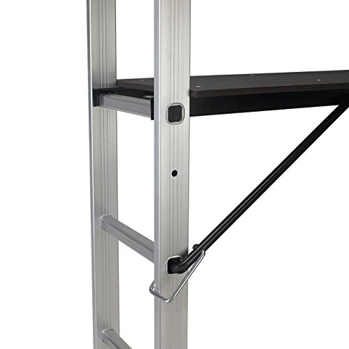 MAXCRAFT Plataforma de Trabajo Multipropósito Escalerilla Escalera Combinación de Aluminio y Andamio con Ruedas Peldaños Escala Plegable (5 posibilidades de Uso)
