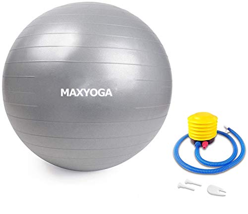 MAXDIRECT MAXYOGA® Pelota de Ejercicio Anti-Burst para Yoga, Equilibrio, Fitness, Entrenamiento, Balon Ejercicio Anti-explosión de 65cm, incluidos Bomba de Aire.
