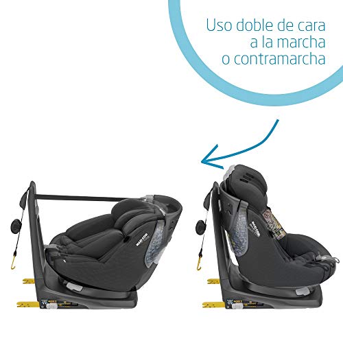 Maxi-Cosi Axissfix Plus Silla de coche giratoria 360° isofix, silla auto reclinable y contramarcha, con reductor bebé recién nacido, 0 meses - 4 años, color authentic black