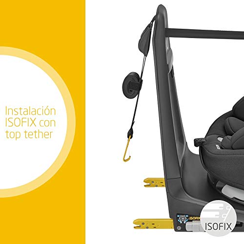 Maxi-Cosi Axissfix Plus Silla de coche giratoria 360° isofix, silla auto reclinable y contramarcha, con reductor bebé recién nacido, 0 meses - 4 años, color authentic black