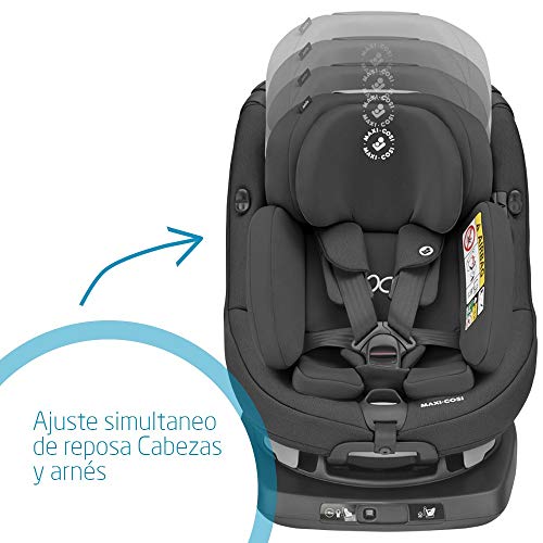 Maxi-Cosi Axissfix Plus Silla de coche giratoria 360° isofix, silla auto reclinable y contramarcha, con reductor bebé recién nacido, 0 meses - 4 años, color authentic black