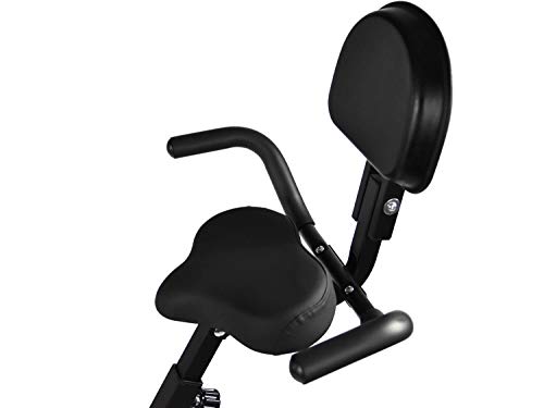 MAXOfit MF-30 X-Bike Bicicleta estática plegable, ergómetro para casa, con gomas de entrenamiento, medición de pulso, respaldo y resistencia ajustable