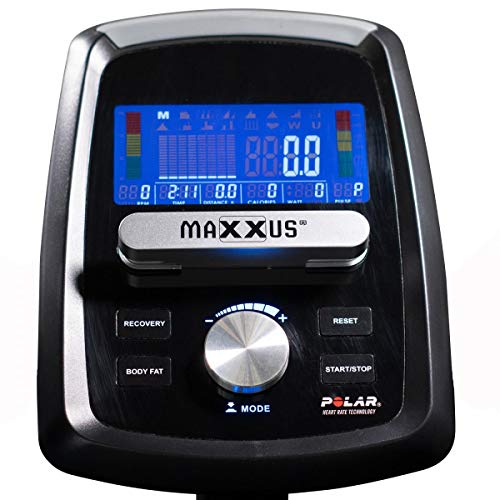 Maxxus Crosstrainer CX 7.4 - Elíptica con 5 niveles de ajuste de la longitud de zancada. Movimiento plano y elíptico como al correr o caminar. Sistema de frenado magnético eléctrico, programas de entrenamiento, programa HRC, sistema de raíles para un buen