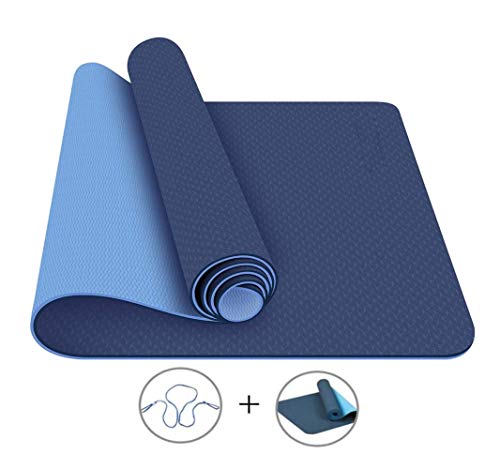 MAXYOGA® Esterilla para Yoga/Pilates/Gimnasia de Material ecológico TPE. Yoga Colchoneta Esterilla Antideslizante y Ligero con Grosor de 6mm, tamaño 183cm x 61cm. -Azul Oscuro